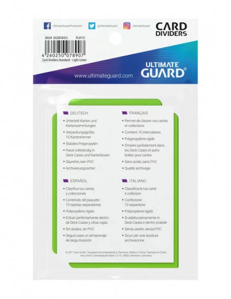 Ultimate Guard Card Dividers Tarjetas Separadoras para Cartas Tamaño Estándar Verde Claro (10)