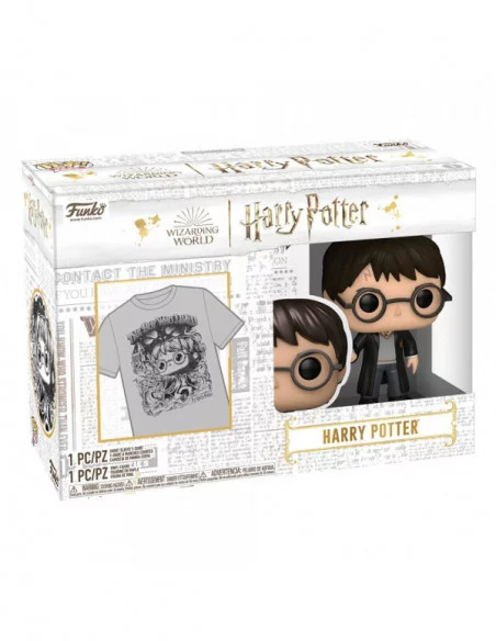 Harry Potter POP! & Tee Set de Minifigura y Camiseta Harry Potter (FL) talla L