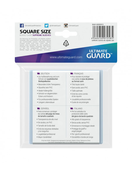 es::Ultimate Guard Supreme Sleeves Fundas de Cartas del Juego de Mesa Cuadrado 50 es::Ultimate Guard Supreme Sleeves Fundas de Cartas del Juego de Mesa Cuadrado 50