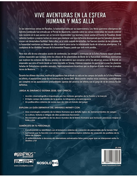 es::Infinity: El Juego de Rol Con guía de inicio y póster de la esfera humana