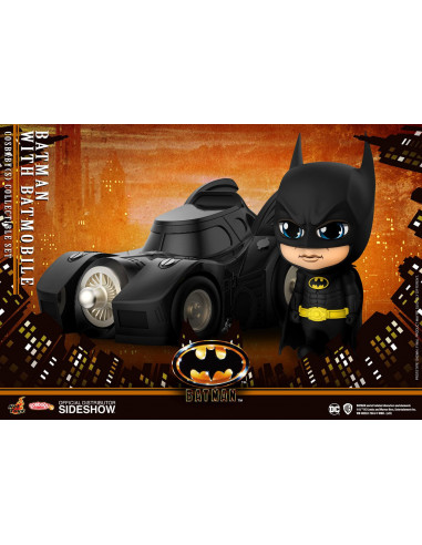 es::Batman 1989 Minifiguras Cosbaby Batman with Batmobile Hot Toys 12 cm