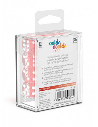 es::Oakie Doakie Dice Dados D6 16 mm Translucent-Rojo 12