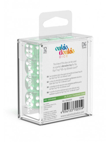 es::Oakie Doakie Dice Dados D6 16 mm Translucent-Verde 12