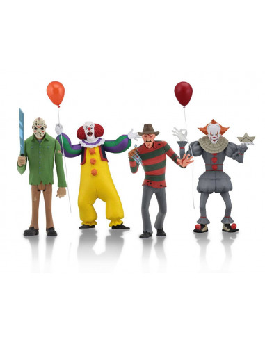 es::Toony Terrors Pack de 4 Figuras 15 cm: Freddy Krueger, Jason, Pennywise 1990 y Pennywise 2017