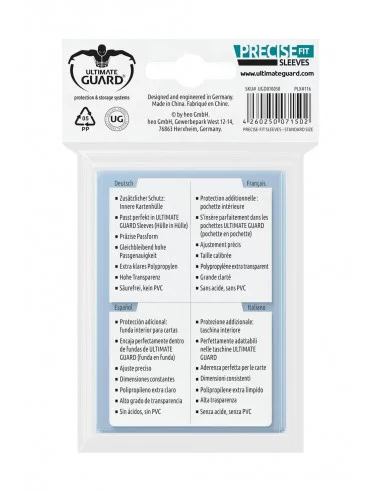 es::Ultimate Guard Precise-Fit Sleeves Fundas de Cartas Tamaño Estándar Transparente 100
