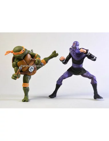 es::Tortugas Ninja Pack de 2 Figuras Michelangelo vs Foot Soldier 18 cm