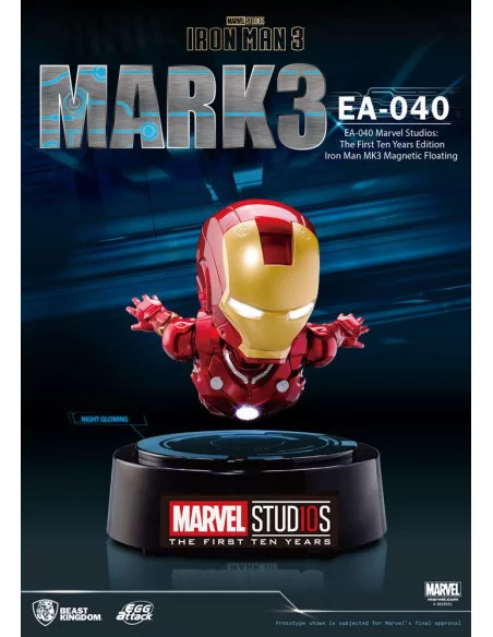 es::Iron Man 3 Estatua con luz Egg Attack Magnetic Floating Iron Man Mark III The First Ten Years Edition 16 cm