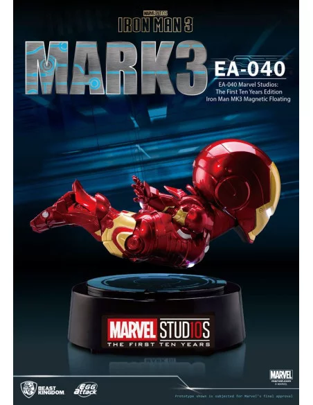 es::Iron Man 3 Estatua con luz Egg Attack Magnetic Floating Iron Man Mark III The First Ten Years Edition 16 cm