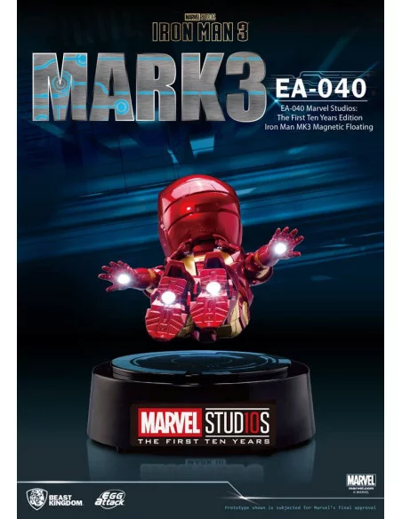 es::Iron Man 3 Estatua con luz Egg Attack Magnetic Floating Iron Man Mark III The First Ten Years Edition 16 cm