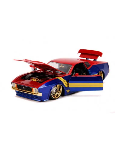 es::Marvel Hollywood Rides Vehículo 1/24 1973 Ford Mustang Mach 1 con Figura de Captain Marvel