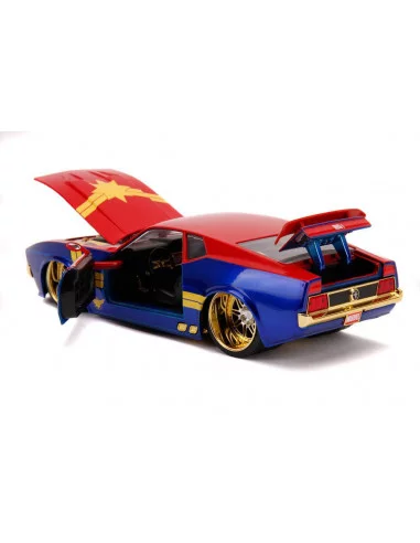 es::Marvel Hollywood Rides Vehículo 1/24 1973 Ford Mustang Mach 1 con Figura de Captain Marvel