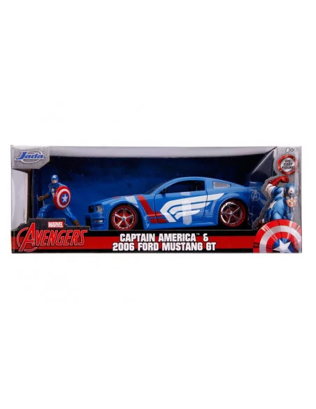 es::Marvel Hollywood Rides Vehículo 1/24 2006 Ford Mustang GT con Figura de Captain America es::Marvel Hollywood Rides Vehículo 1/24 2006 Ford Mustang GT con Figura de Captain America