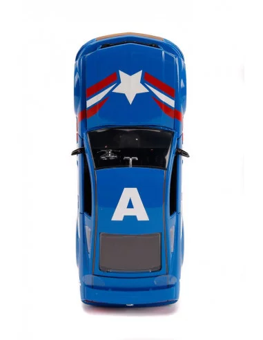 es::Marvel Hollywood Rides Vehículo 1/24 2006 Ford Mustang GT con Figura de Captain America