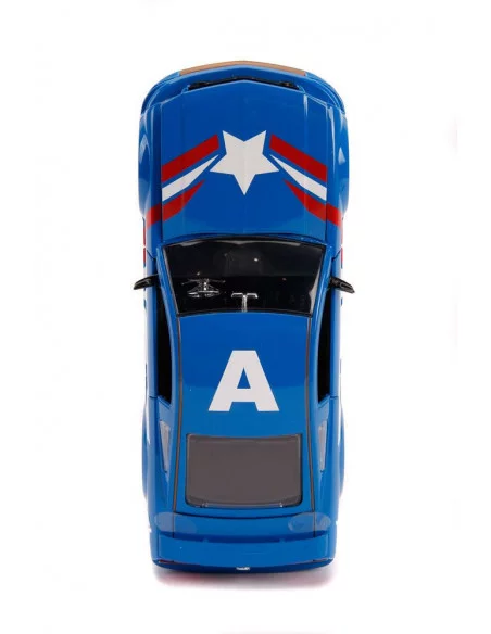 es::Marvel Hollywood Rides Vehículo 1/24 2006 Ford Mustang GT con Figura de Captain America