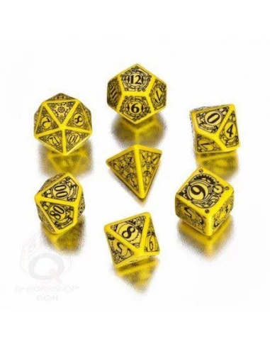 es::Set de 7 dados Steampunk. Yellow & Black