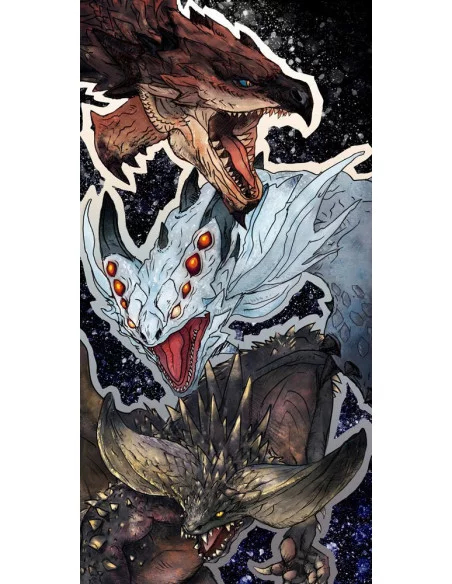 es::Monster Hunter World Toalla Rathalos, Xenojiva & Nergikante 70 x 35 cm
