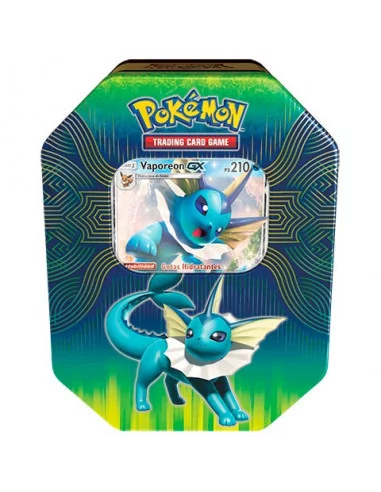 es::Pokémon JCC Caja metálica Poder Elemental Vaporeon-GX - Juego de cartas coleccionable