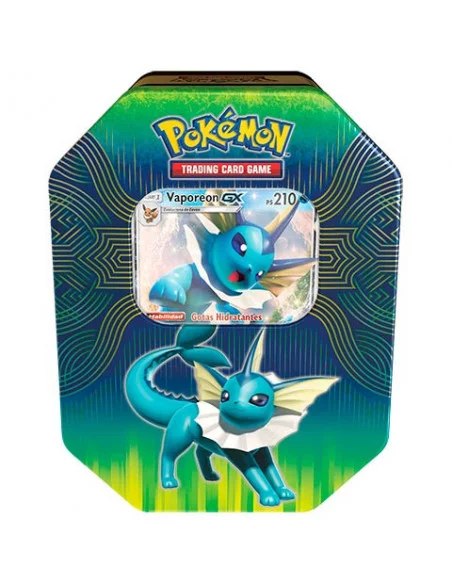 es::Pokémon JCC Caja metálica Poder Elemental Vaporeon-GX - Juego de cartas coleccionable