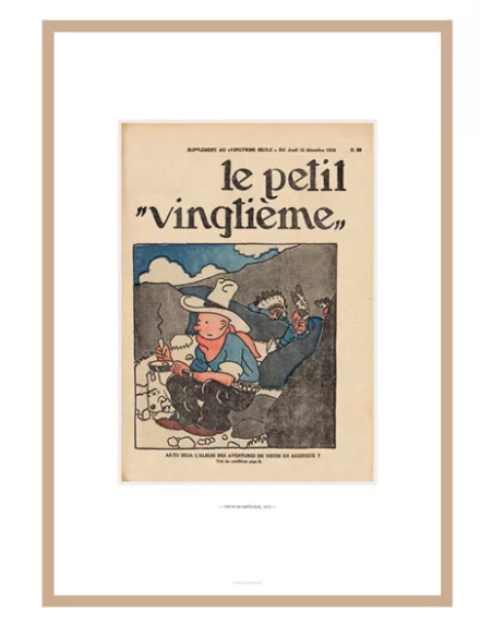 Litografía Tintín Le petit vingtième: Tintín en Am-10