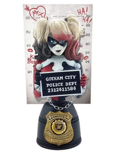es::DC Comics Busto Mugshot Harley Quinn Red & Black Edition 19 cm