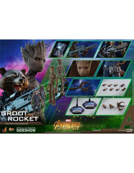 es::Vengadores Infinity War Pack de 2 Figuras 1/6 Groot & Rocket Hot Toys 16 - 30 cm