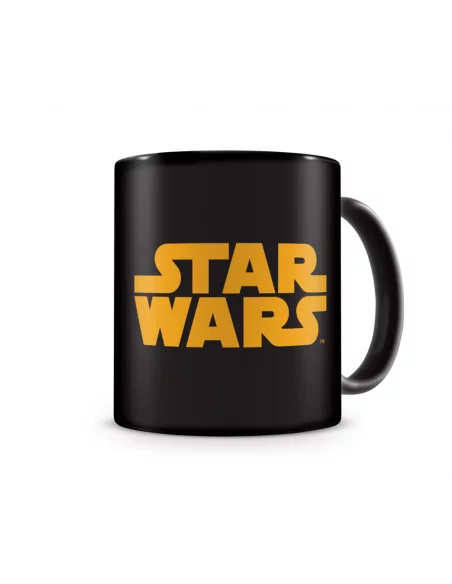 Star Wars Logo naranja taza cerámica negra