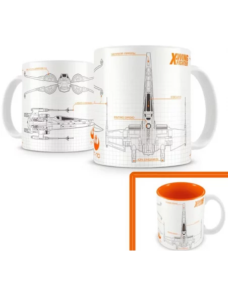 Star Wars Episodio VII X-Wing Blueprints taza