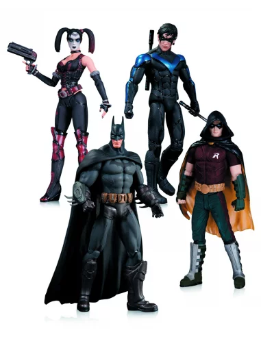 es::Batman Arkham Asylum Pack 4 Figuras Robin, Harley Quinn, Nightwing y Batman