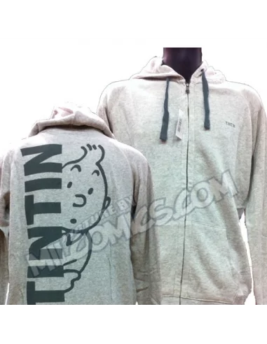 es::Sudadera Tintín Gris Con Capucha Dibujo Kaki