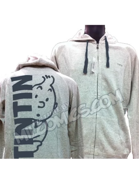 es::Sudadera Tintín Gris Con Capucha Dibujo Gris