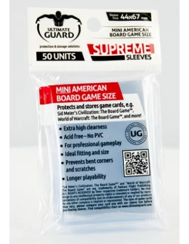 es::Ultimate Guard 50 Fundas Para Cartas Mini American Supreme Sleeves